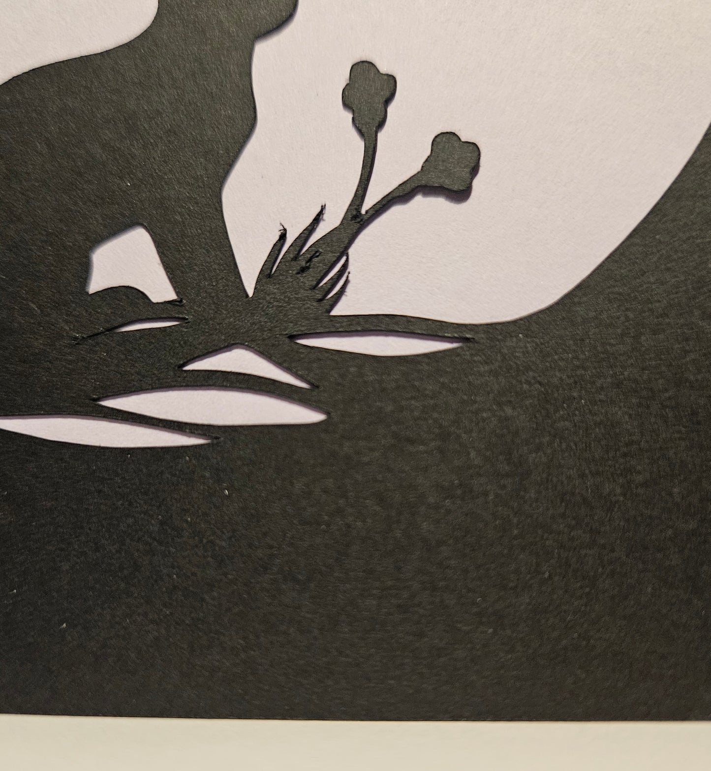 Bunny Under Crescent Moon Papercut Card