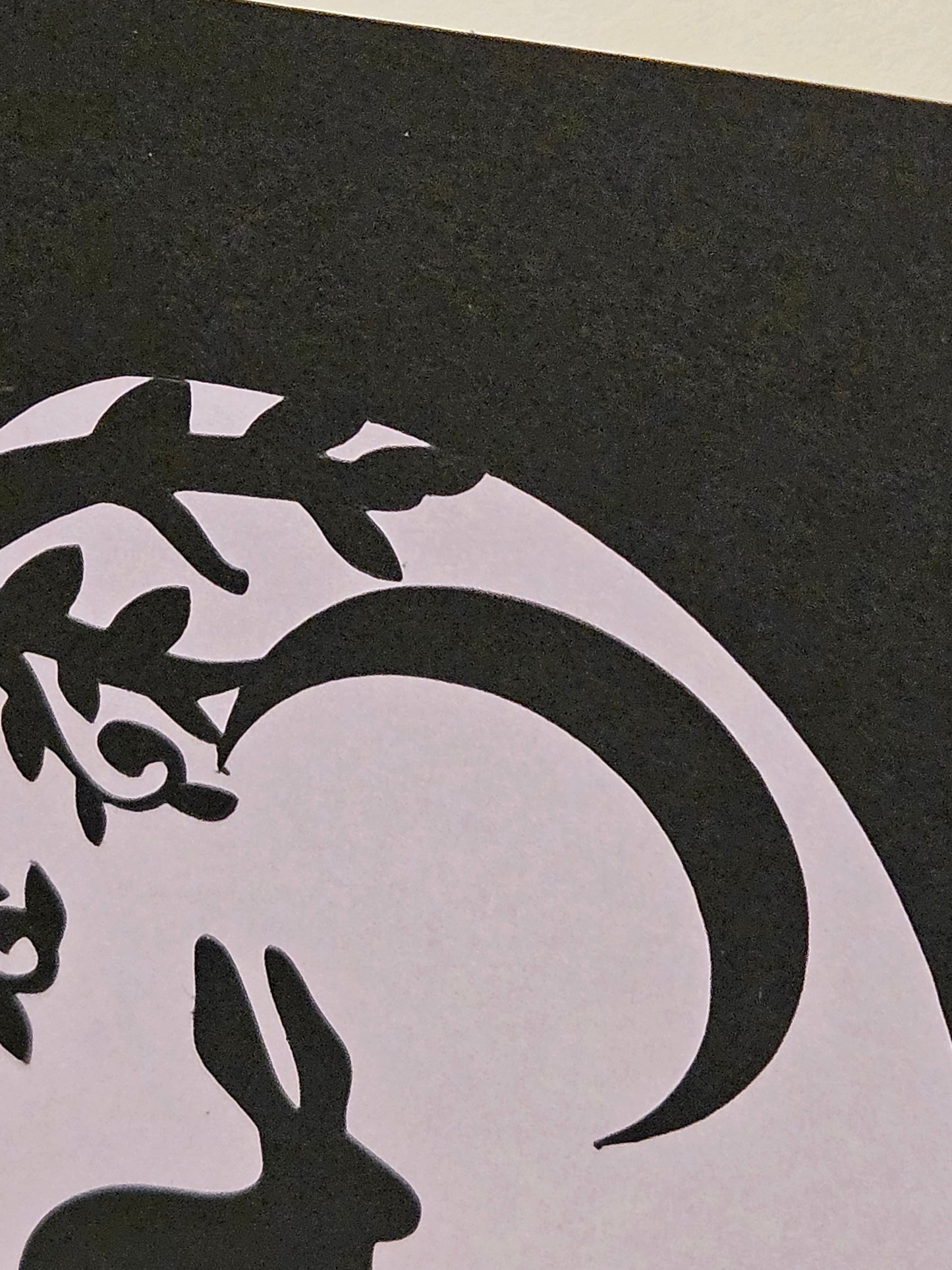 Bunny Under Crescent Moon Papercut Card