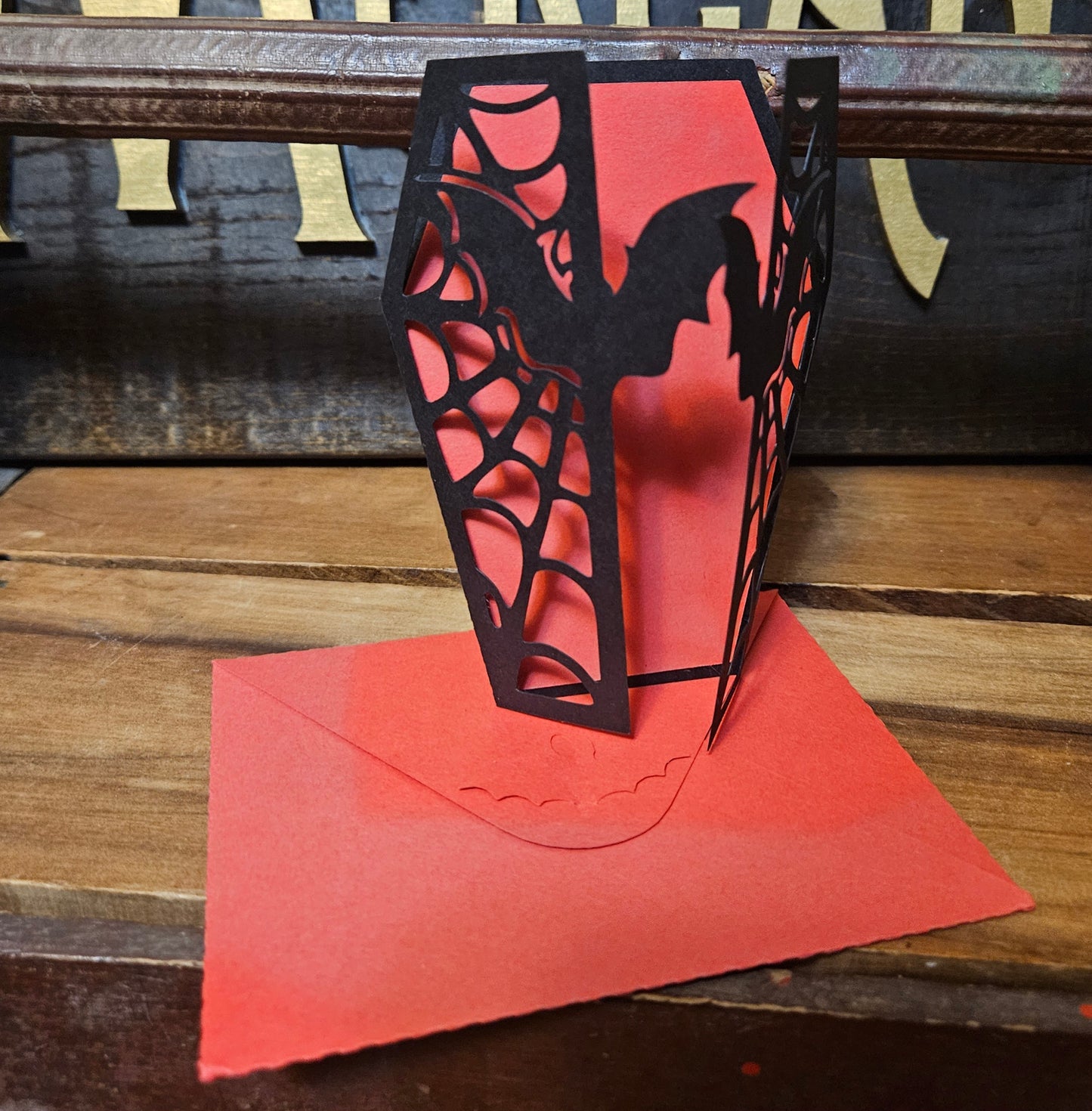 Bat Coffin Papercut Card