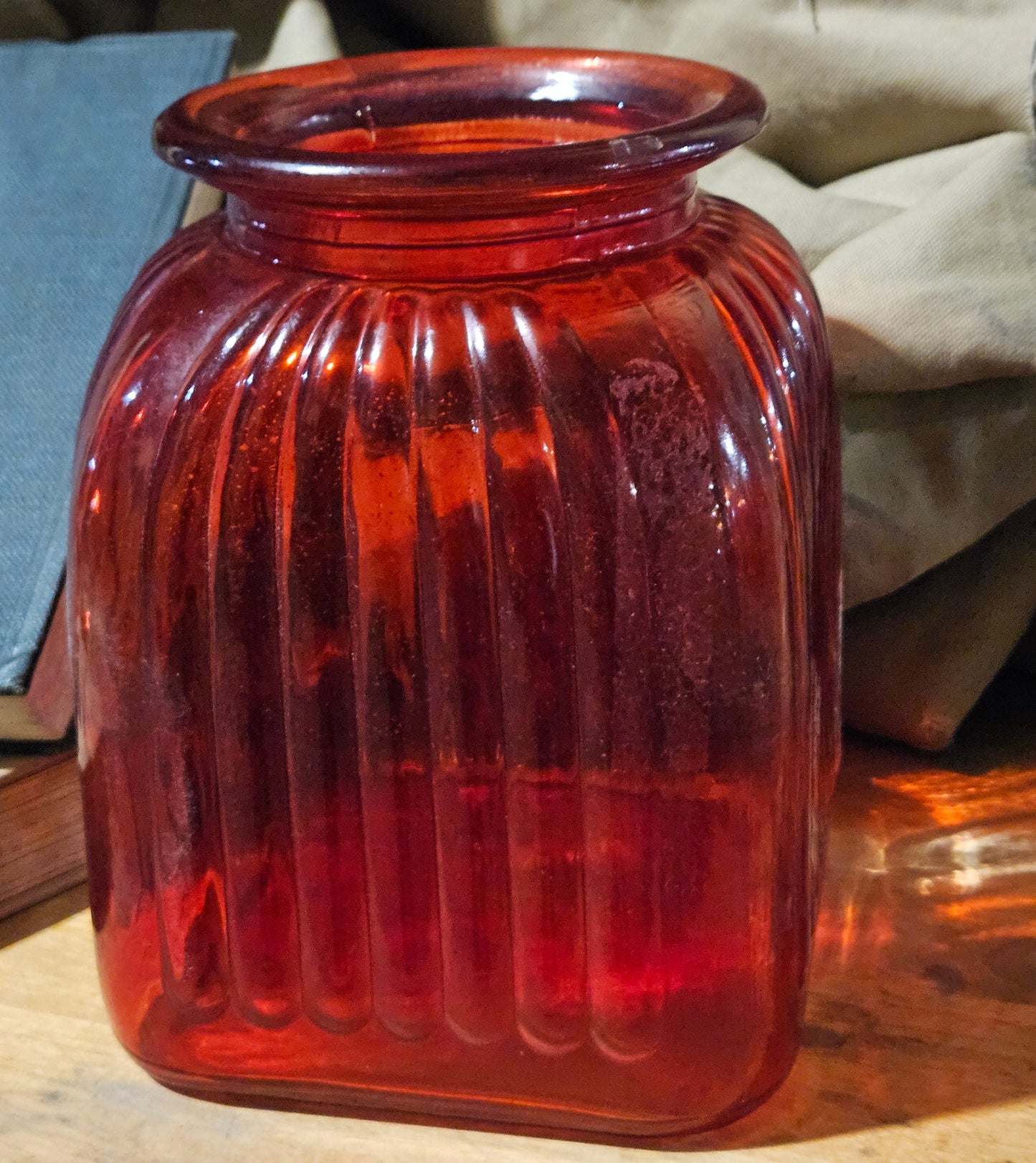 Vintage Cardinal Red Ribbed Bouquet Vase