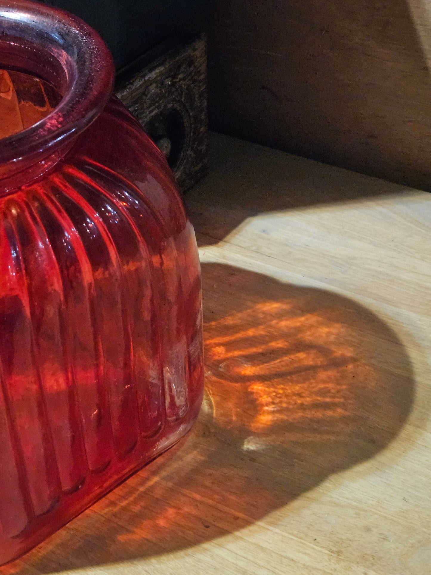 Vintage Cardinal Red Ribbed Bouquet Vase