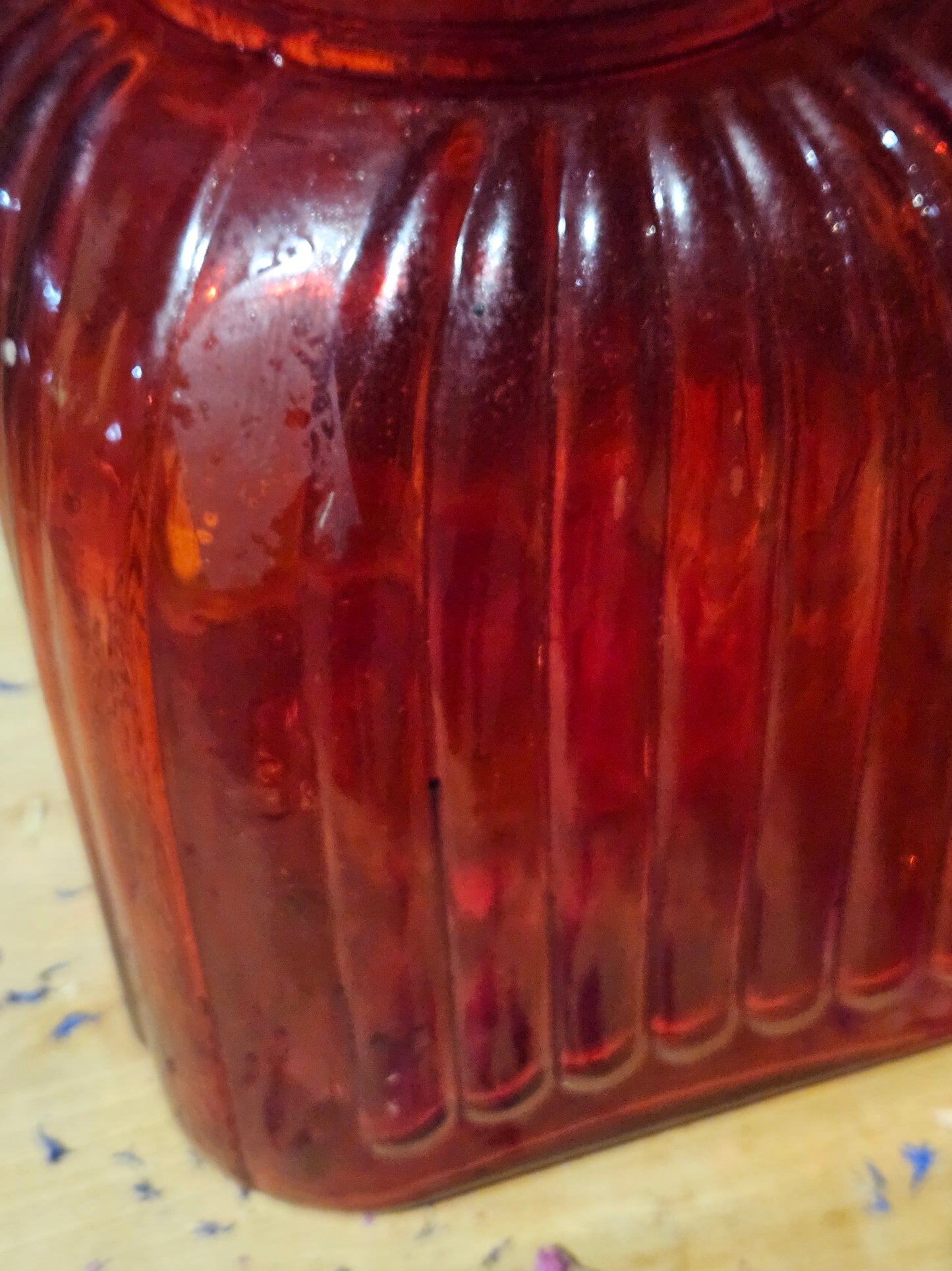 Vintage Cardinal Red Ribbed Bouquet Vase