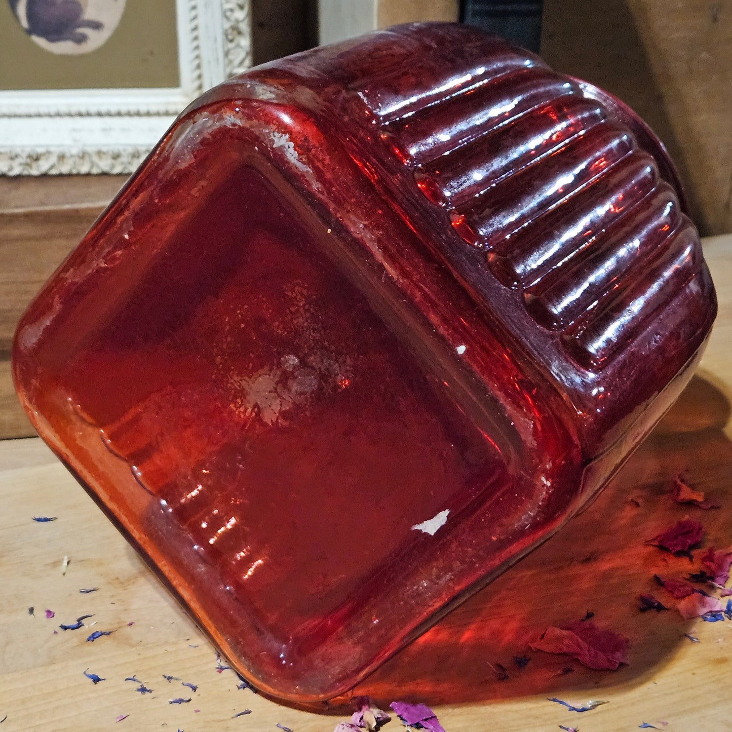 Vintage Cardinal Red Ribbed Bouquet Vase