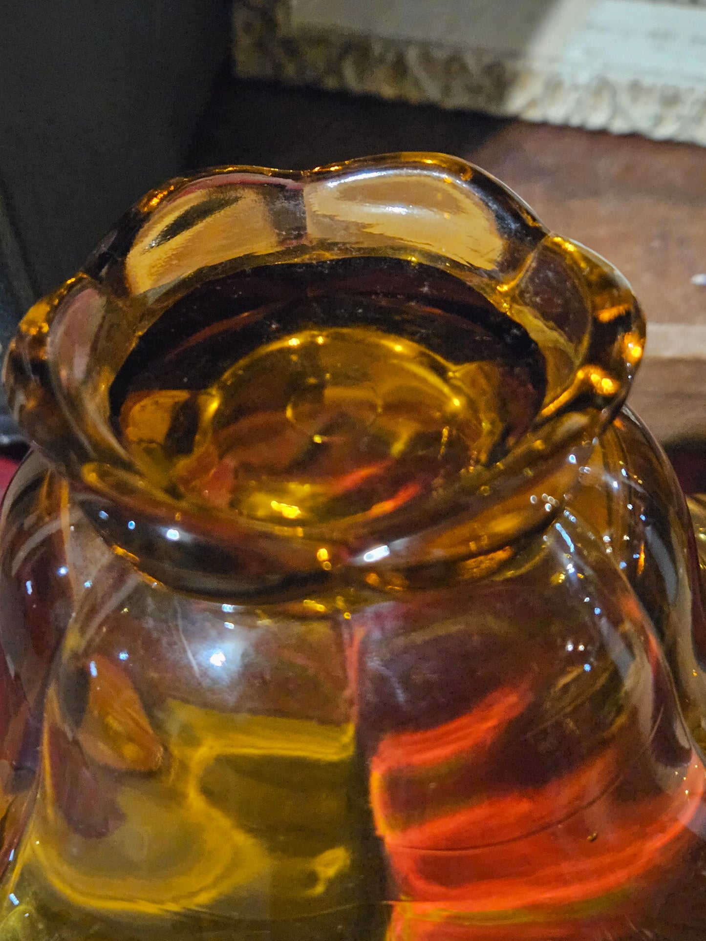 Antique Amber Gold Glass Sundae Bowl