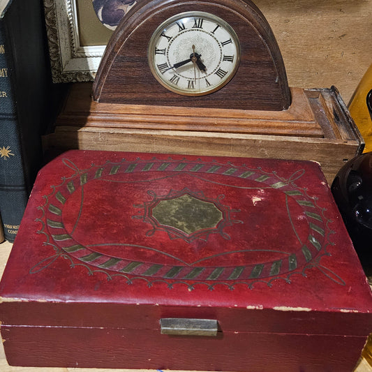 Antique Mirrored Faux Leather Jewelry Box