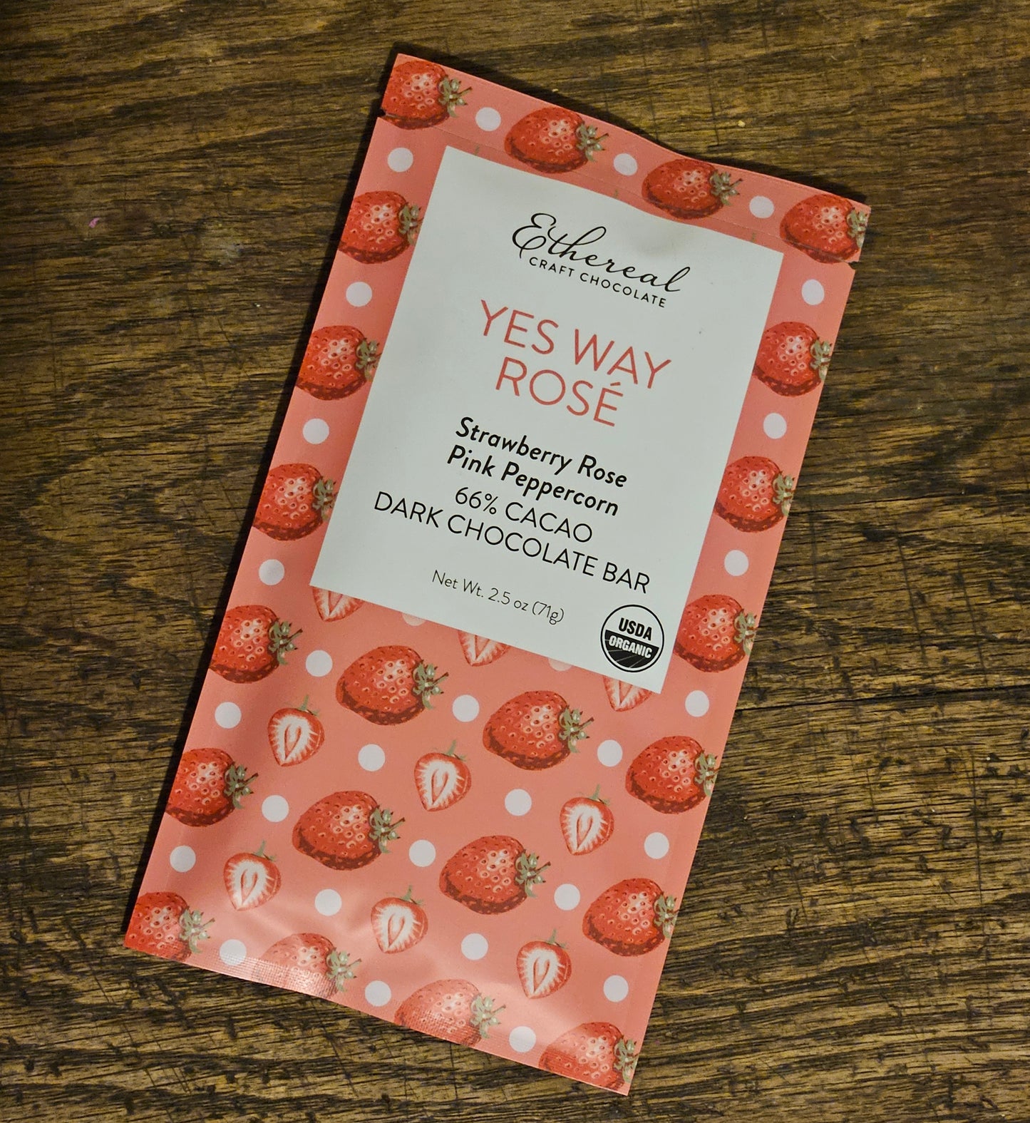 Strawberry Rose Dark Chocolate Bar