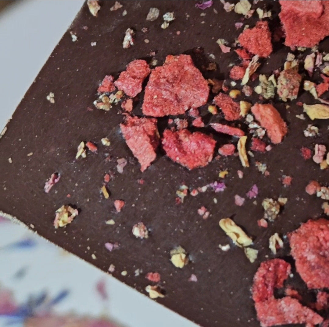 Strawberry Rose Dark Chocolate Bar